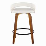 Grotto White Faux Leather Walnut 26-Inch Contemporary Stools (Set of 2) 17 Grotto White Faux Leather Walnut 26-Inch Contemporary Stools (Set of 2)