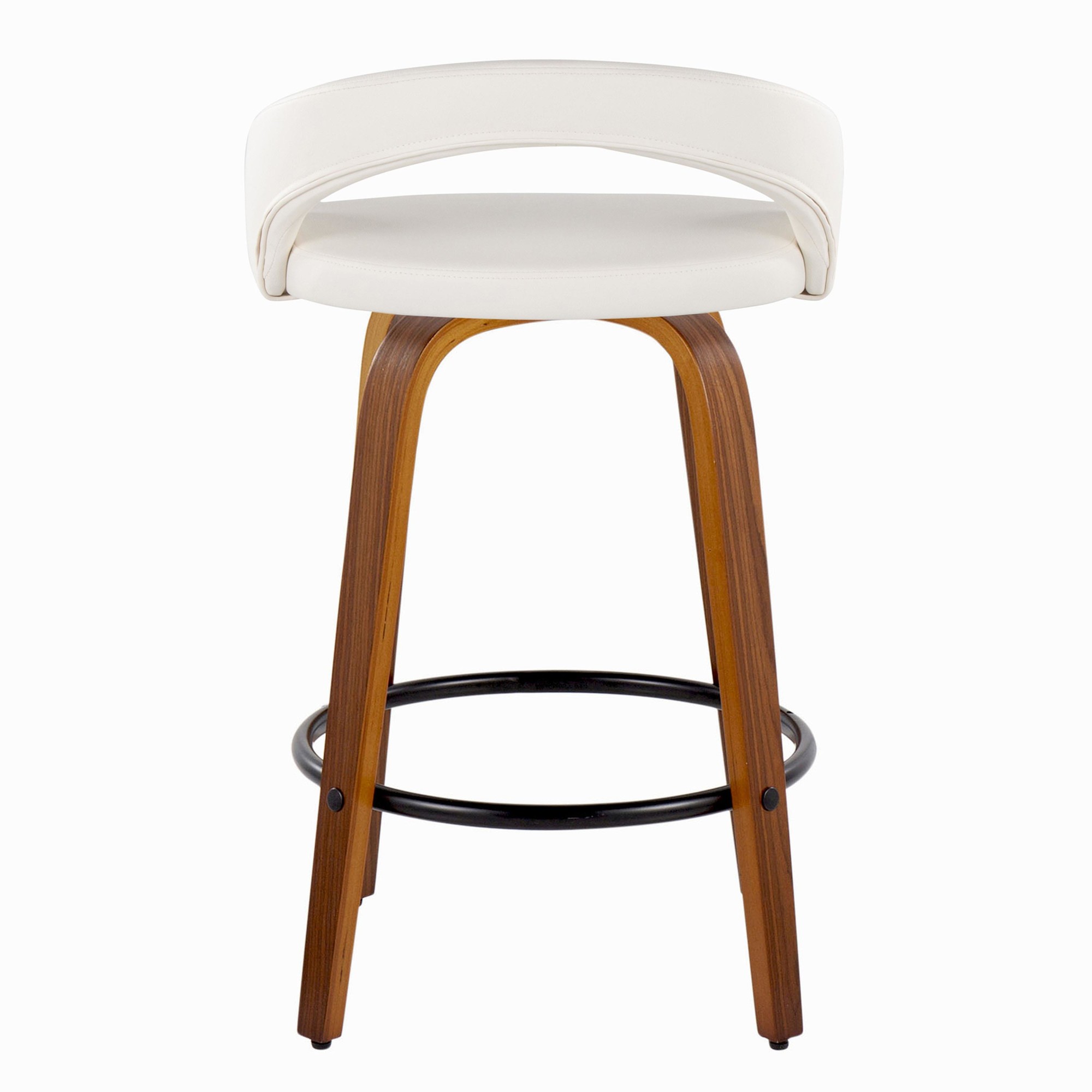 Grotto White Faux Leather Walnut 26-Inch Contemporary Stools (Set of 2) 7 Grotto White Faux Leather Walnut 26-Inch Contemporary Stools (Set of 2) - Image 7