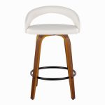 Grotto White Faux Leather Walnut 26-Inch Contemporary Stools (Set of 2) 18 Grotto White Faux Leather Walnut 26-Inch Contemporary Stools (Set of 2)