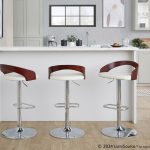 Grotto White Mid-Century Modern Adjustable Swivel Barstools (Set of 2) 12 Grotto White Mid-Century Modern Adjustable Swivel Barstools (Set of 2)