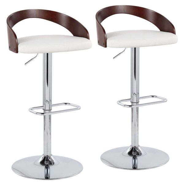 Grotto White Mid Century Modern Adjustable Swivel Barstools Set of 2 2