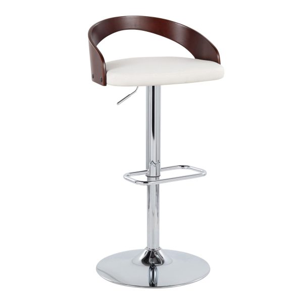 Grotto White Mid Century Modern Adjustable Swivel Barstools Set of 2 3
