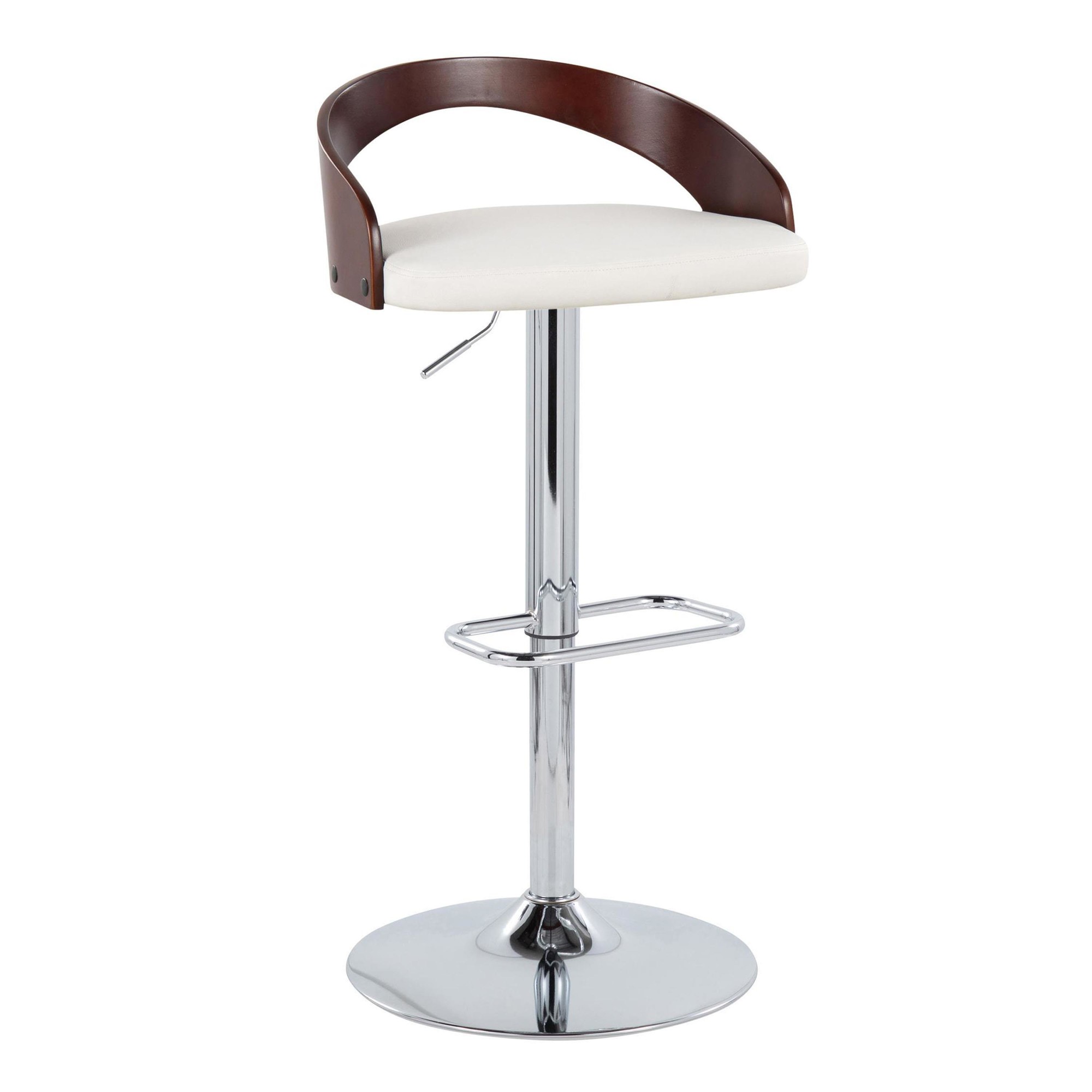Grotto White Mid-Century Modern Adjustable Swivel Barstools (Set of 2) 4 Grotto White Mid-Century Modern Adjustable Swivel Barstools (Set of 2) - Image 4