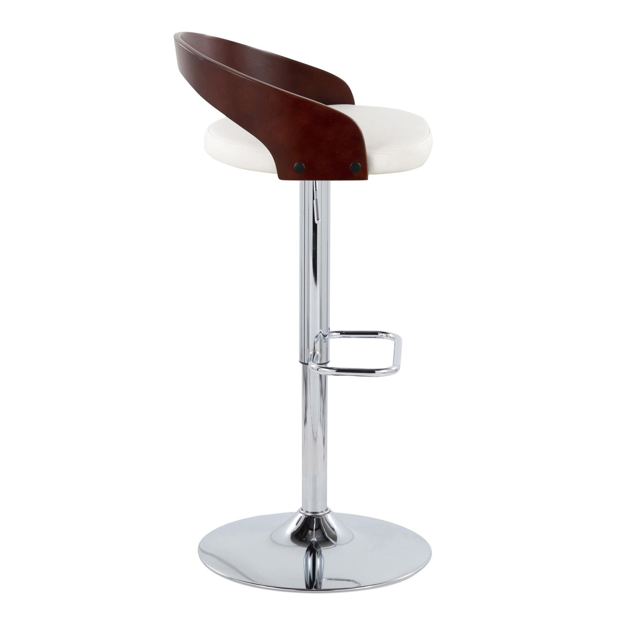 Grotto White Mid-Century Modern Adjustable Swivel Barstools (Set of 2) 5 Grotto White Mid-Century Modern Adjustable Swivel Barstools (Set of 2) - Image 5