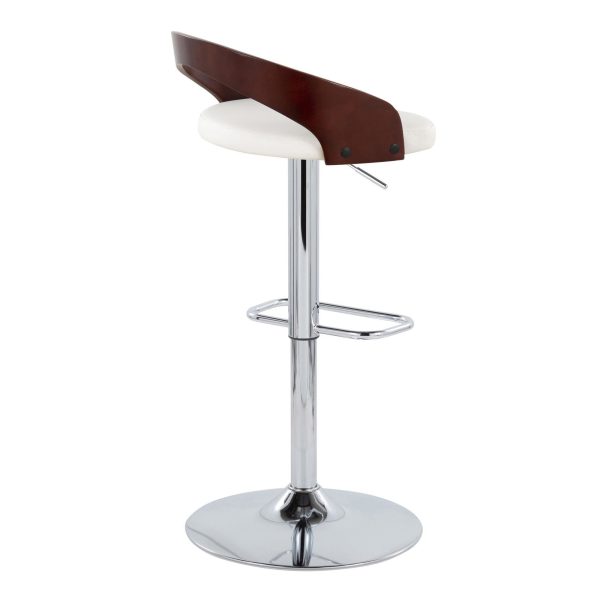 Grotto White Mid Century Modern Adjustable Swivel Barstools Set of 2 5