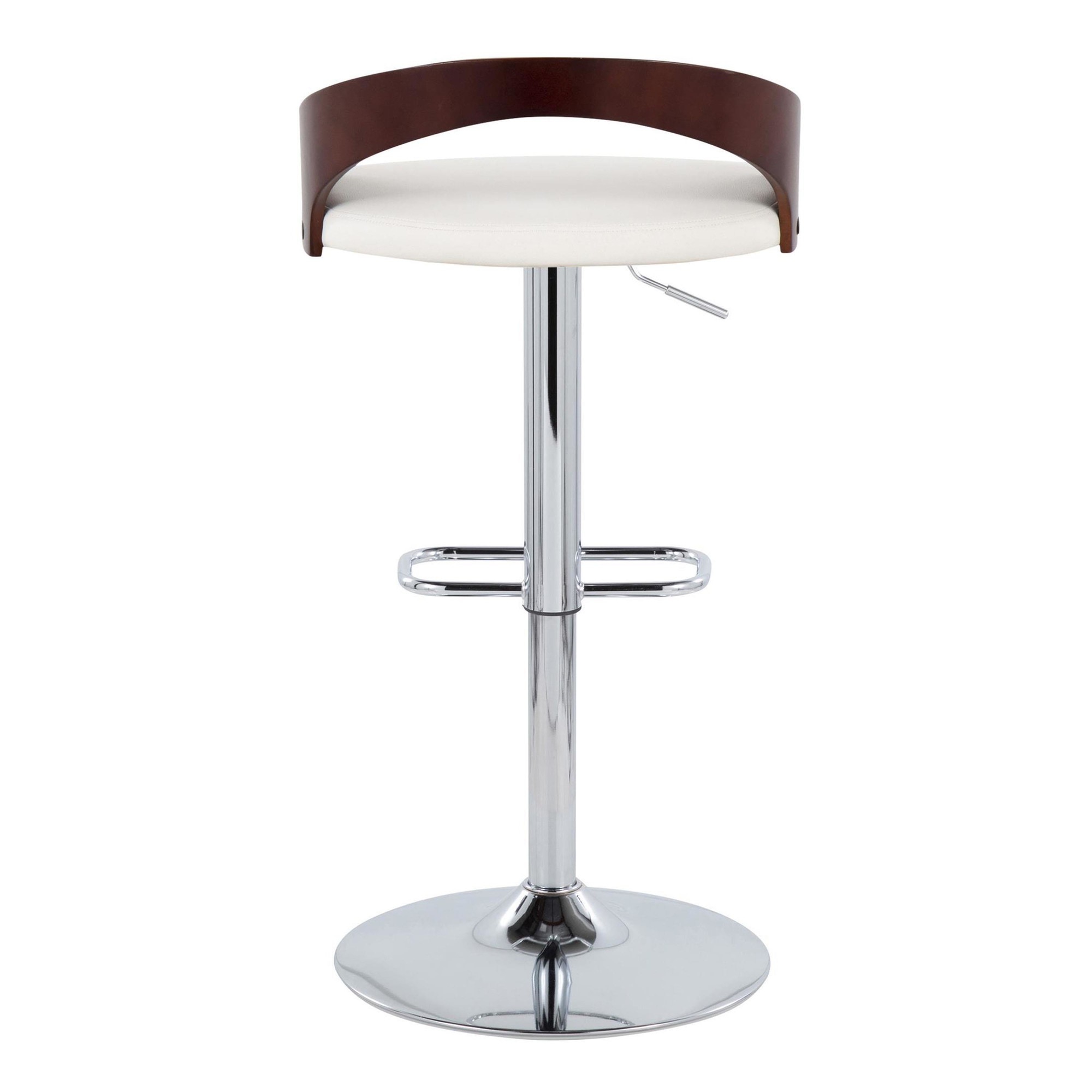 Grotto White Mid-Century Modern Adjustable Swivel Barstools (Set of 2) 7 Grotto White Mid-Century Modern Adjustable Swivel Barstools (Set of 2) - Image 7