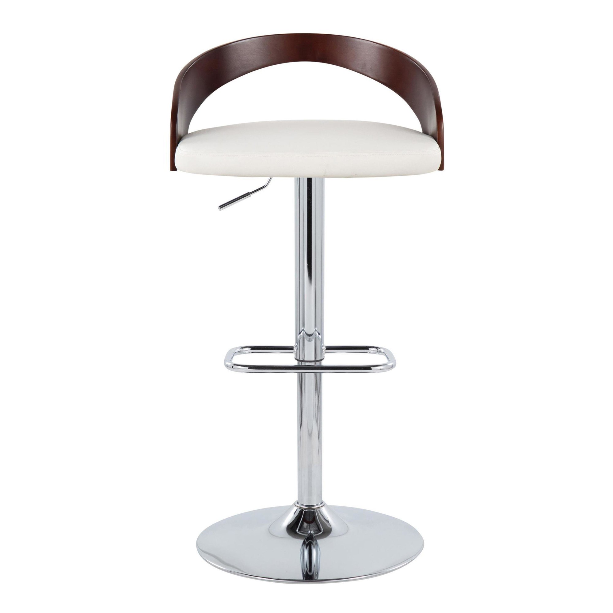 Grotto White Mid-Century Modern Adjustable Swivel Barstools (Set of 2) 8 Grotto White Mid-Century Modern Adjustable Swivel Barstools (Set of 2) - Image 8