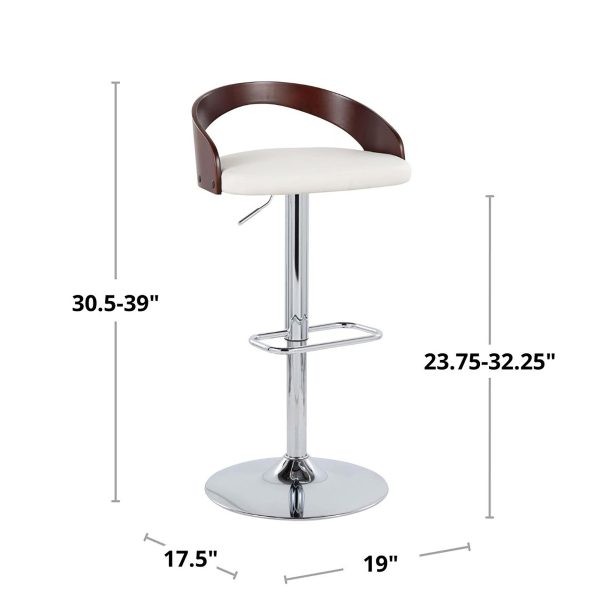 Grotto White Mid Century Modern Adjustable Swivel Barstools Set of 2 8