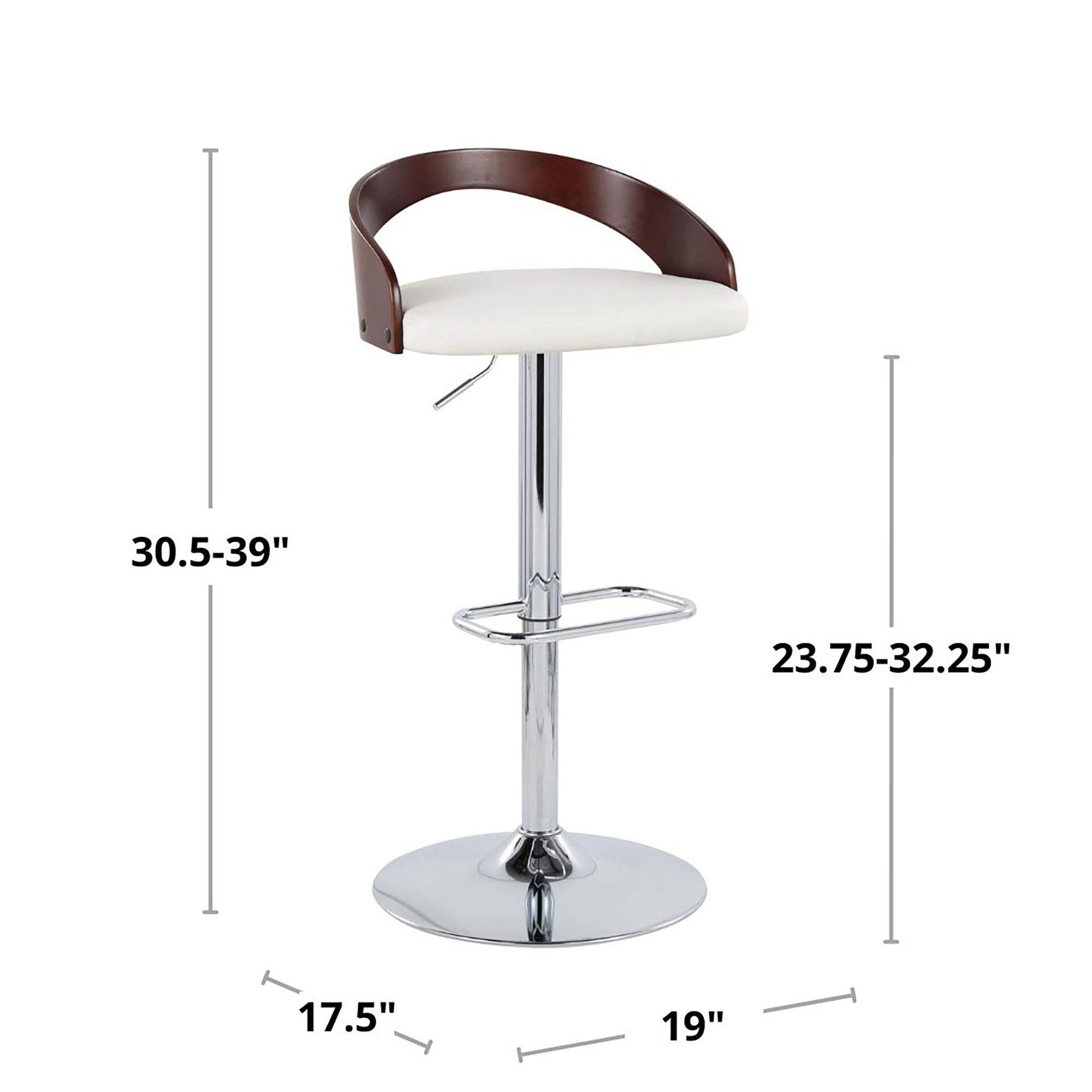 Grotto White Mid-Century Modern Adjustable Swivel Barstools (Set of 2) 9 Grotto White Mid-Century Modern Adjustable Swivel Barstools (Set of 2) - Image 9