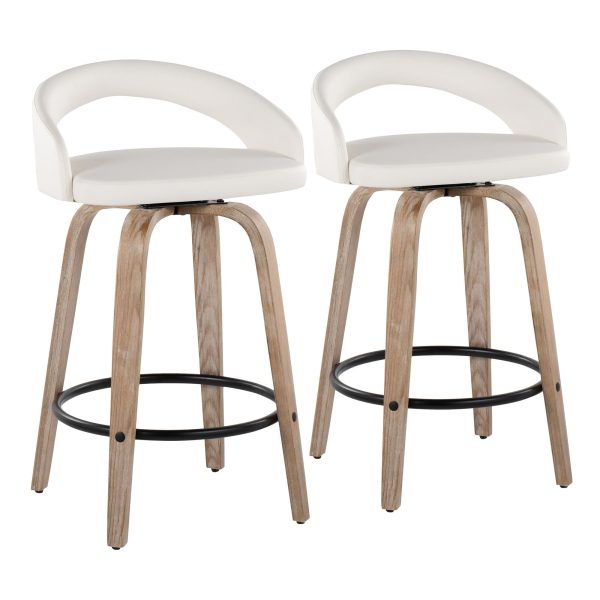 Grotto White Swivel 26 Inch Contemporary Counter Stools Set of 2 2
