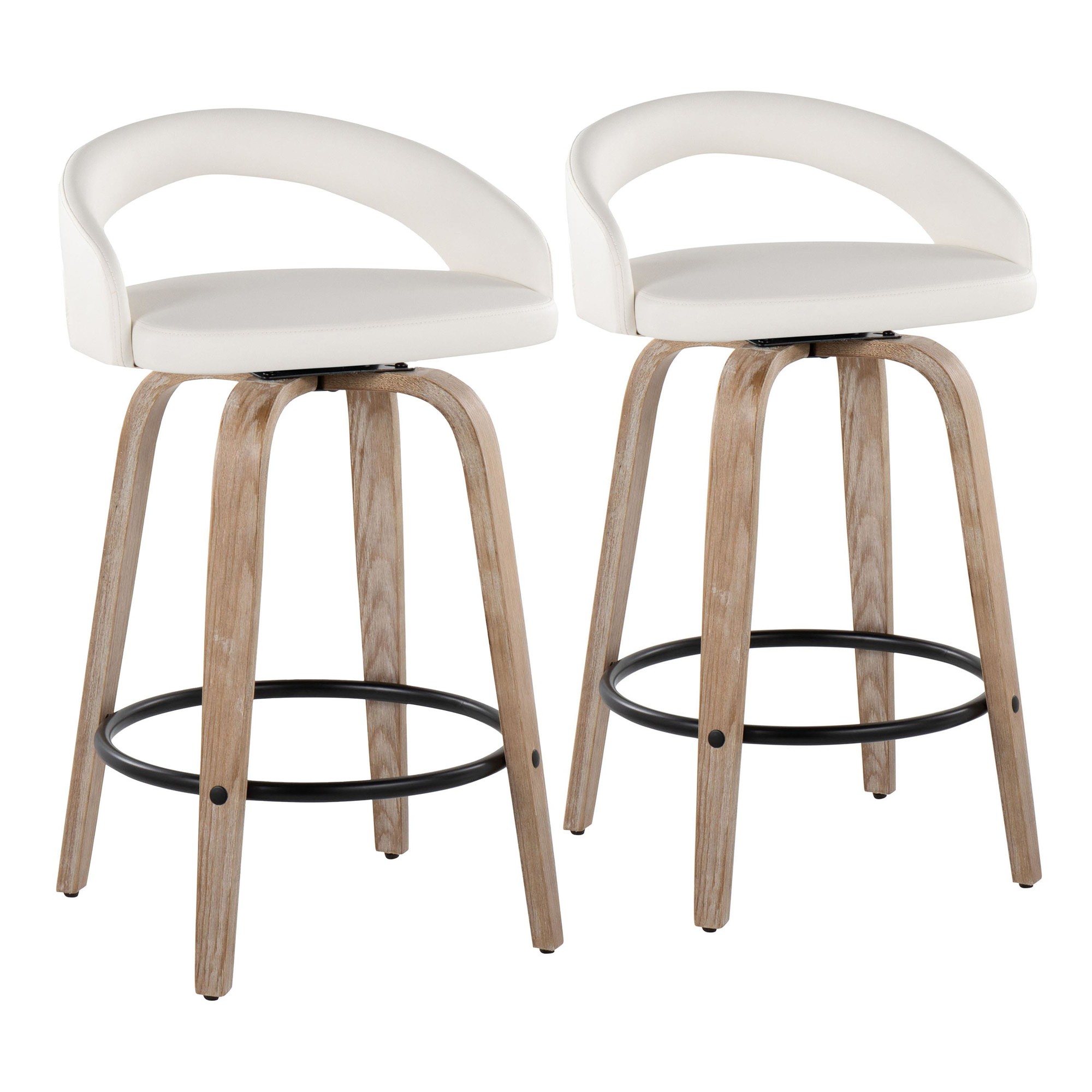 Grotto White Swivel 26-Inch Contemporary Counter Stools (Set of 2) 3 Grotto White Swivel 26-Inch Contemporary Counter Stools (Set of 2) - Image 3
