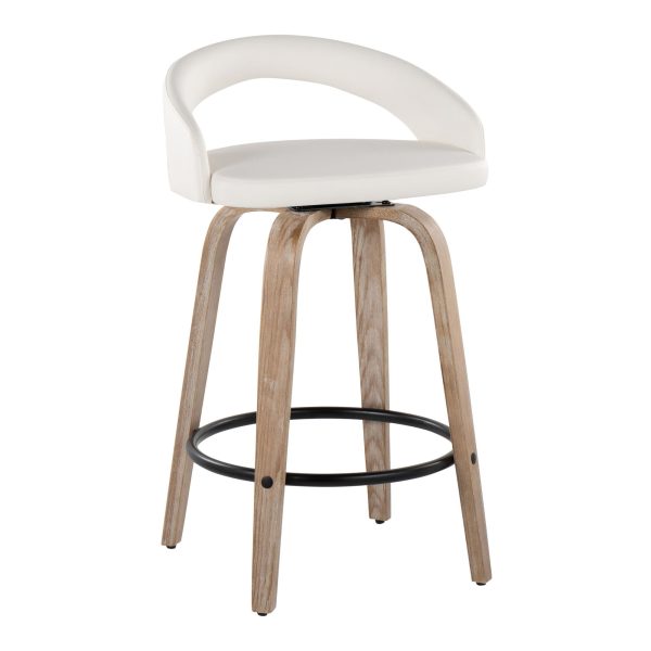 Grotto White Swivel 26 Inch Contemporary Counter Stools Set of 2 3