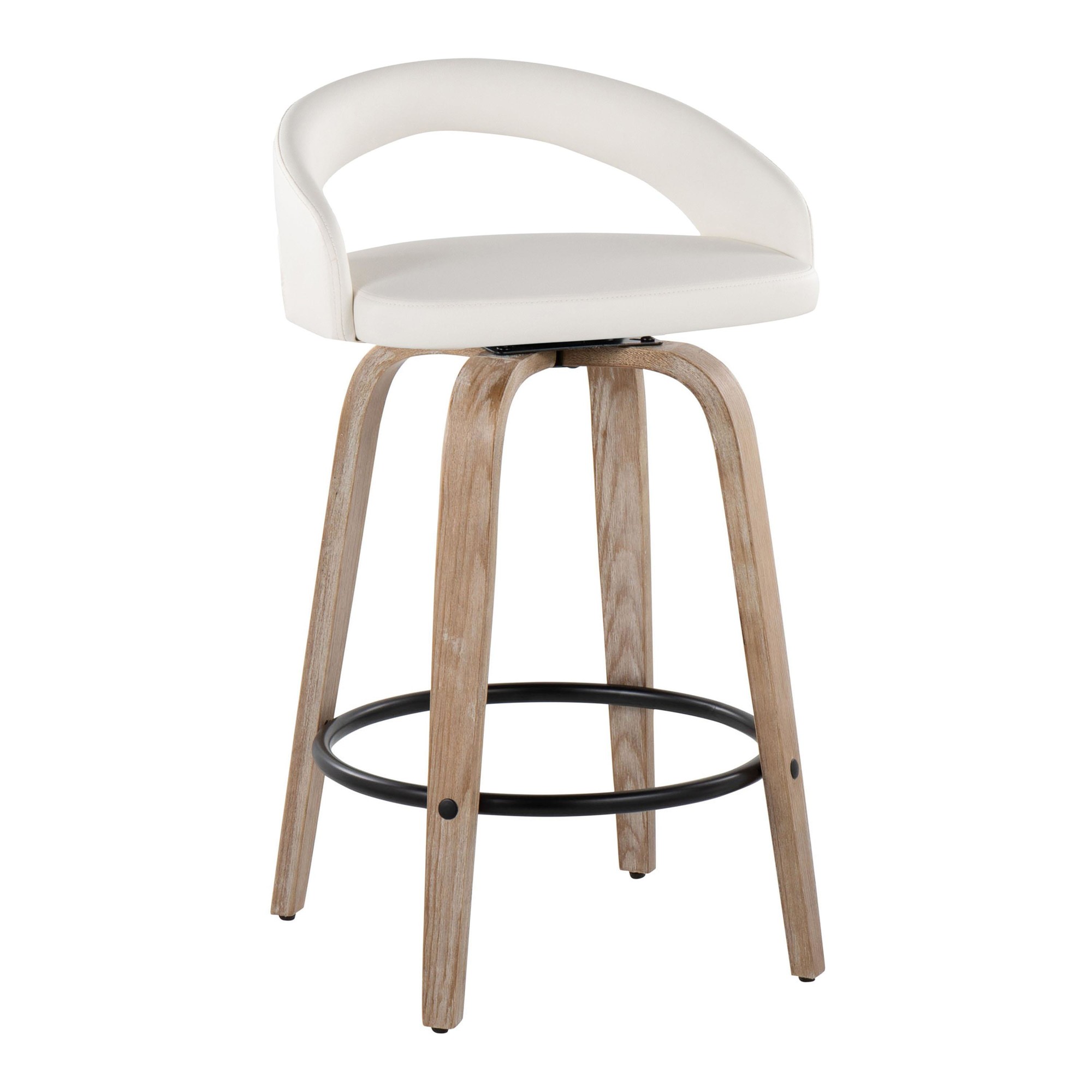 Grotto White Swivel 26-Inch Contemporary Counter Stools (Set of 2) 4 Grotto White Swivel 26-Inch Contemporary Counter Stools (Set of 2) - Image 4