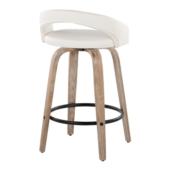 Grotto White Swivel 26 Inch Contemporary Counter Stools Set of 2 5