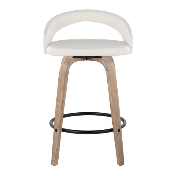 Grotto White Swivel 26 Inch Contemporary Counter Stools Set of 2 7