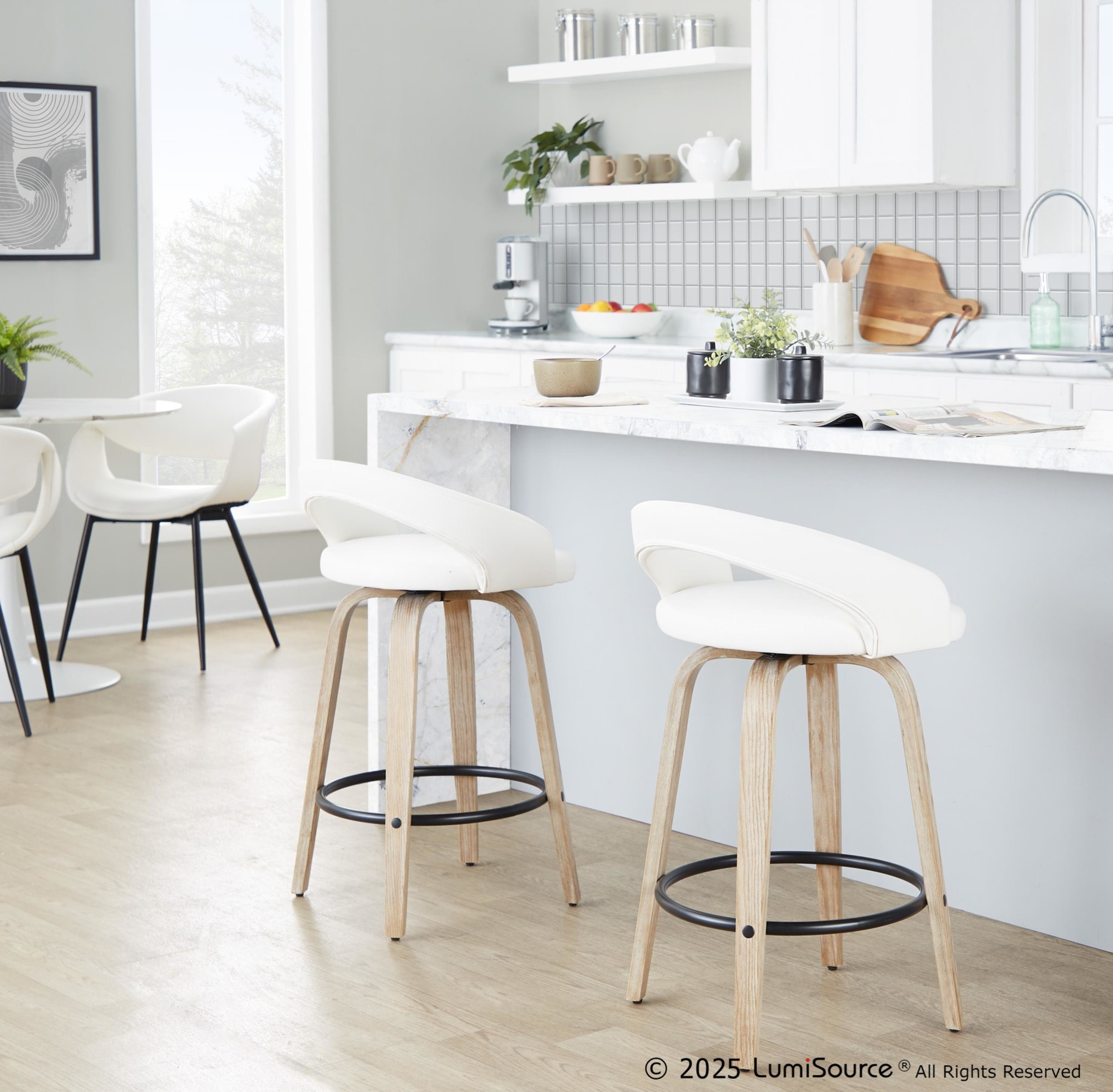 Grotto White Swivel 26-Inch Contemporary Counter Stools (Set of 2) 1 Grotto White Swivel 26-Inch Contemporary Counter Stools (Set of 2)