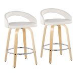 Grotto White Swivel Counter Stool Natural Wood (Set of 2) 13 Grotto White Swivel Counter Stool Natural Wood (Set of 2)