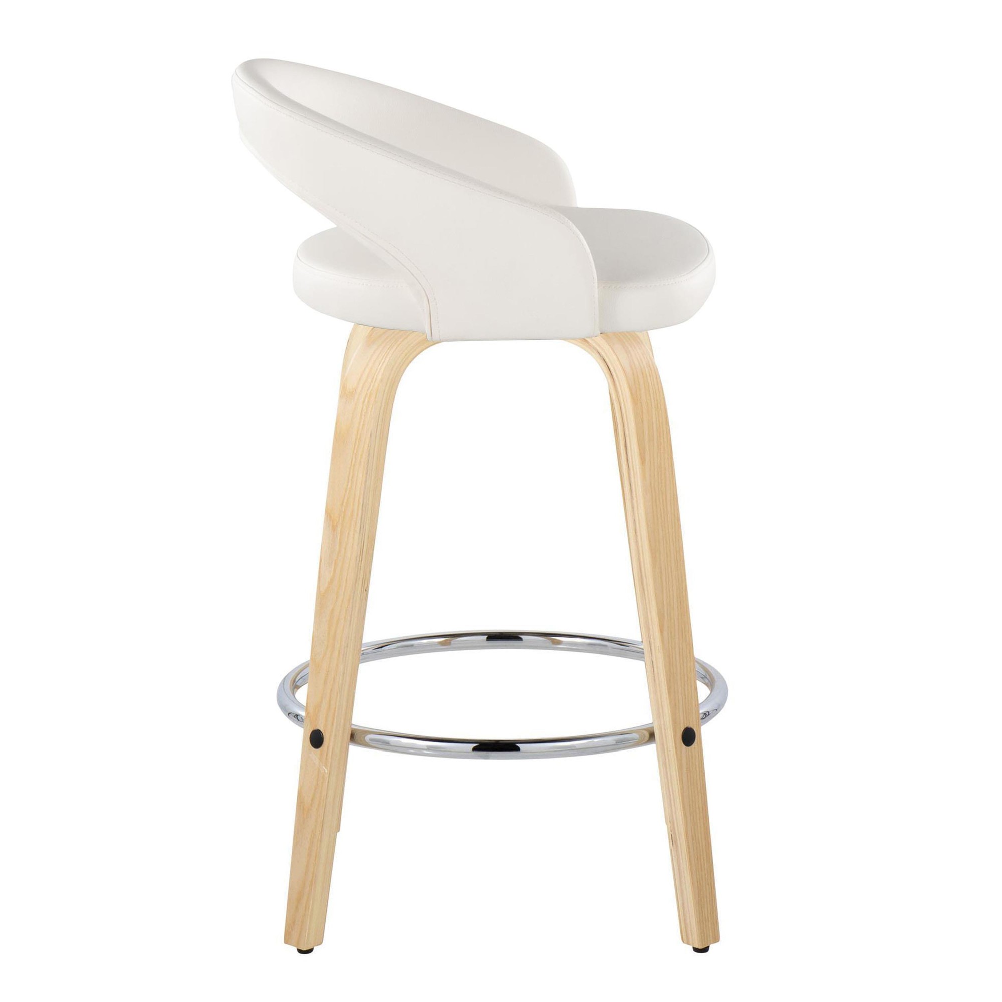 Grotto White Swivel Counter Stool Natural Wood (Set of 2) 5 Grotto White Swivel Counter Stool Natural Wood (Set of 2) - Image 5