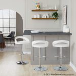 Grotto White Velvet Contemporary Adjustable Barstools Chrome (Set of 2) 12 Grotto White Velvet Contemporary Adjustable Barstools Chrome (Set of 2)