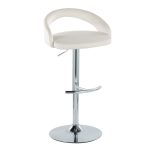 Grotto White Velvet Contemporary Adjustable Barstools Chrome (Set of 2) 14 Grotto White Velvet Contemporary Adjustable Barstools Chrome (Set of 2)