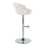 Grotto White Velvet Contemporary Adjustable Barstools Chrome (Set of 2) 15 Grotto White Velvet Contemporary Adjustable Barstools Chrome (Set of 2)