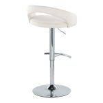 Grotto White Velvet Contemporary Adjustable Barstools Chrome (Set of 2) 16 Grotto White Velvet Contemporary Adjustable Barstools Chrome (Set of 2)