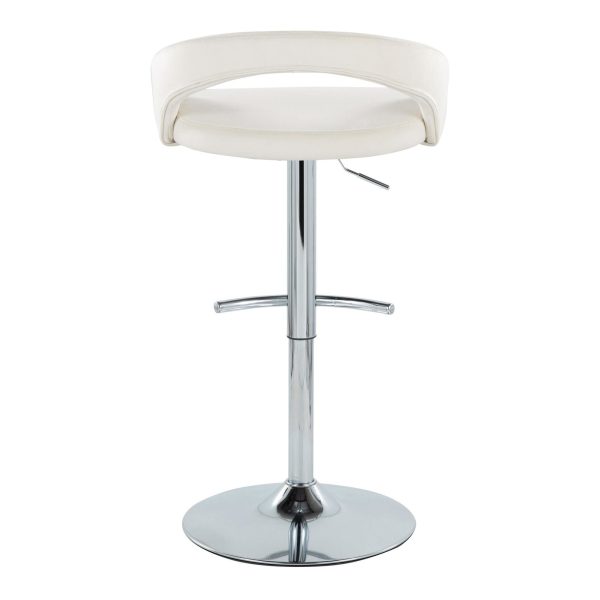Grotto White Velvet Contemporary Adjustable Barstools Chrome Set of 2 6
