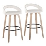 Grotto Whitewashed Wood Contemporary 30-Inch Swivel Barstools (Set of 2) 13 Grotto Whitewashed Wood Contemporary 30-Inch Swivel Barstools (Set of 2)