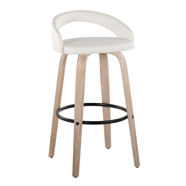 Grotto Whitewashed Wood Contemporary 30 Inch Swivel Barstools Set of 2 3
