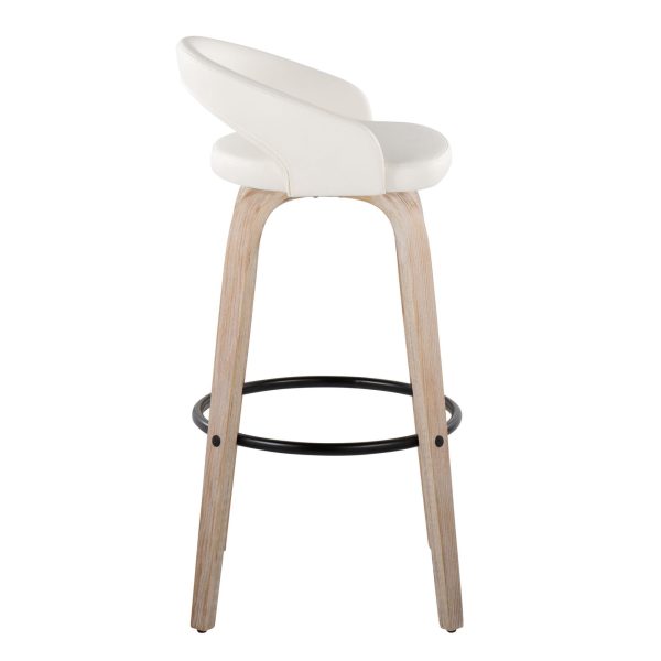 Grotto Whitewashed Wood Contemporary 30 Inch Swivel Barstools Set of 2 4