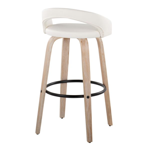 Grotto Whitewashed Wood Contemporary 30 Inch Swivel Barstools Set of 2 5