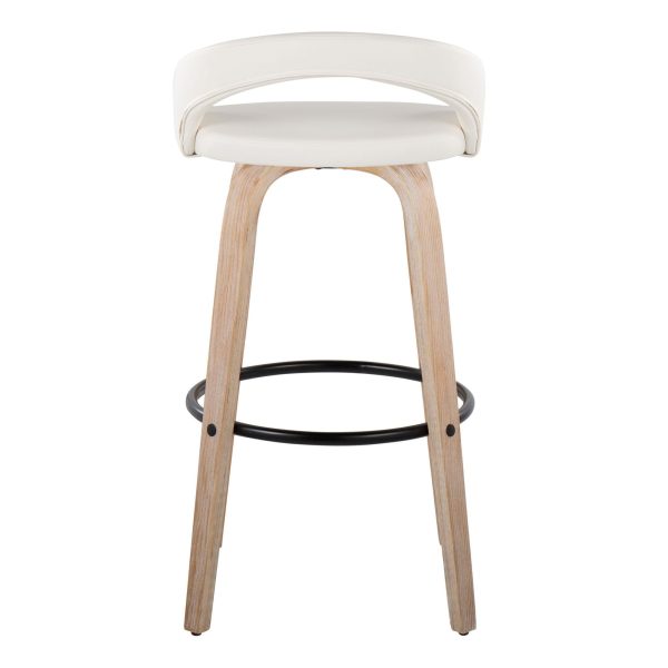 Grotto Whitewashed Wood Contemporary 30 Inch Swivel Barstools Set of 2 6