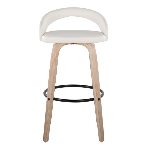 Grotto Whitewashed Wood Contemporary 30 Inch Swivel Barstools Set of 2 7