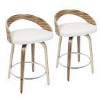 Grotto Zebra Wood White Swivel Mid-Century Modern Counter Stools (Set of 2) 10 Grotto Zebra Wood White Swivel Mid-Century Modern Counter Stools (Set of 2)