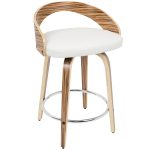 Grotto Zebra Wood White Swivel Mid-Century Modern Counter Stools (Set of 2) 12 Grotto Zebra Wood White Swivel Mid-Century Modern Counter Stools (Set of 2)