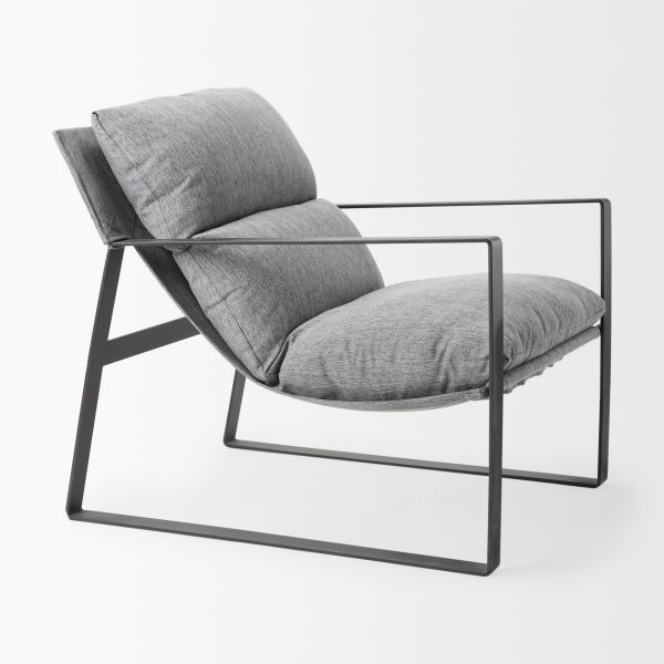 Guilia Castlerock Gray With Metal Frame Sling Accent Chair 10