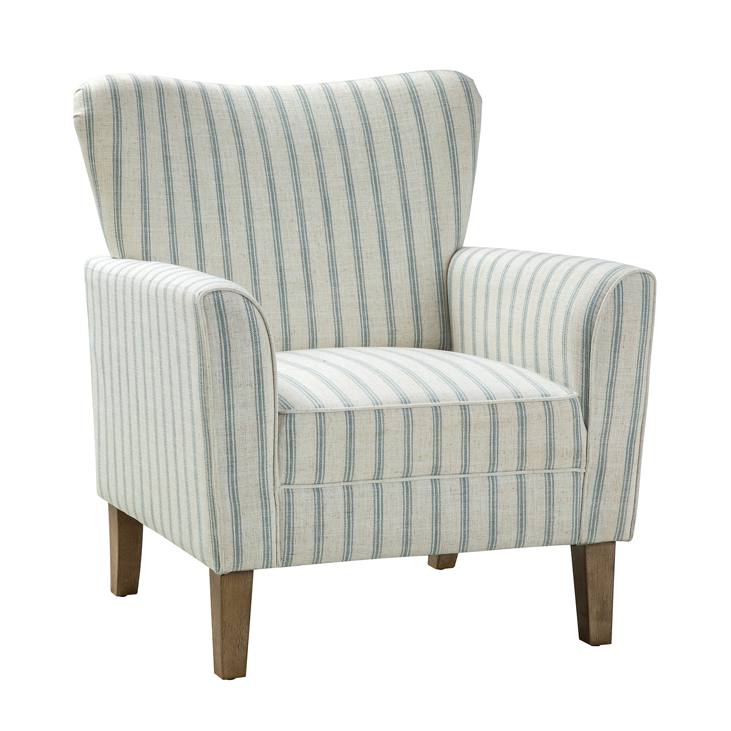 Gustaf Blue Nautical Stripe Coastal Farmhouse Wingback Armchair 2 Gustaf Blue Nautical Stripe Coastal Farmhouse Wingback Armchair - Image 2