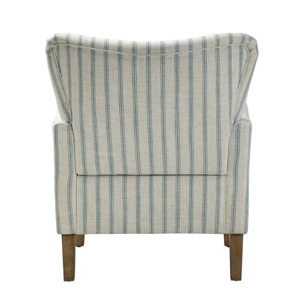 Gustaf Blue Nautical Stripe Coastal Farmhouse Wingback Armchair 3