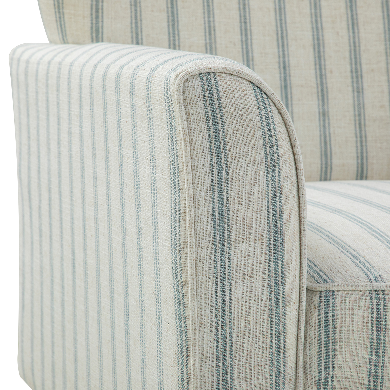 Gustaf Blue Nautical Stripe Coastal Farmhouse Wingback Armchair 5 Gustaf Blue Nautical Stripe Coastal Farmhouse Wingback Armchair - Image 5