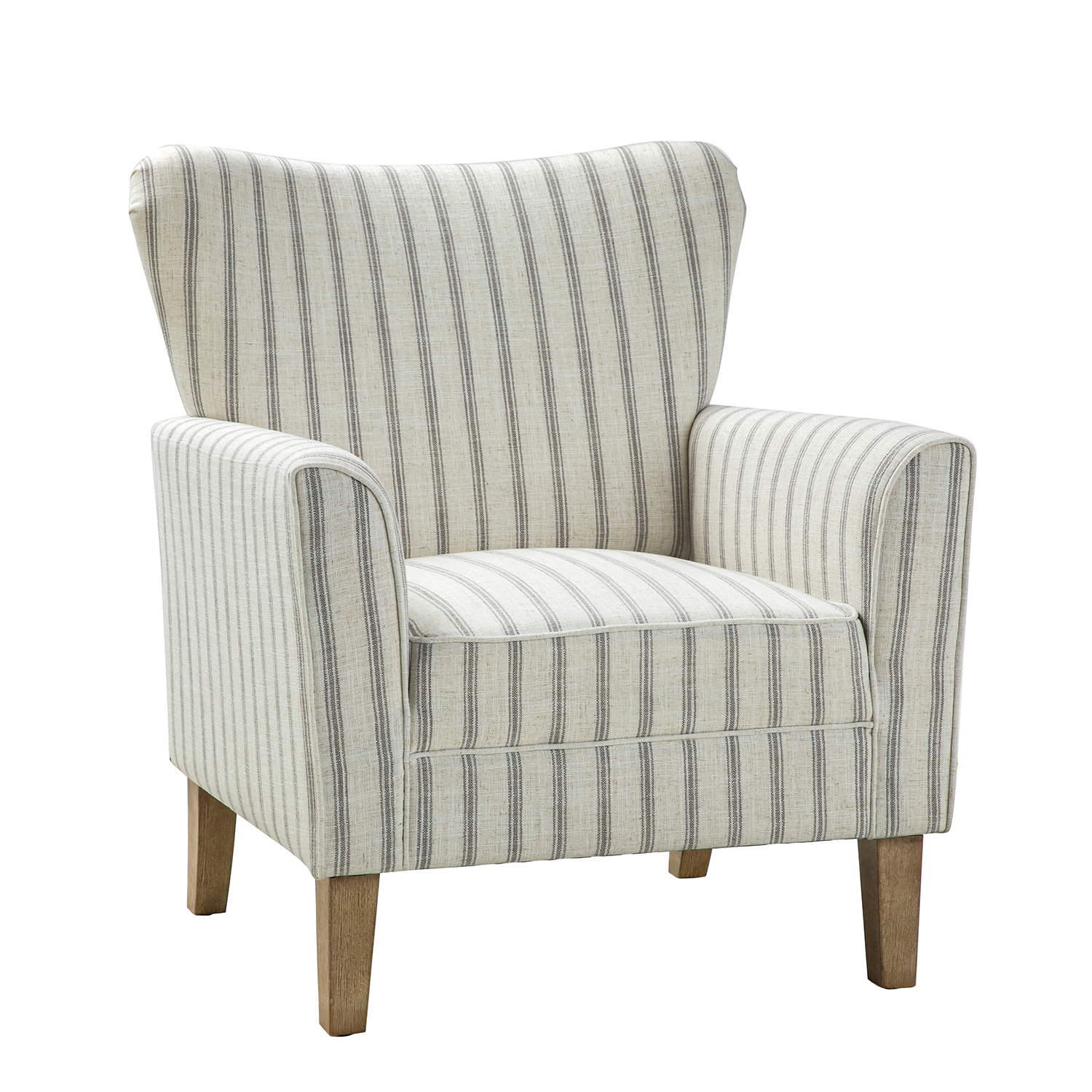 Gustaf Blue Stripe Coastal Farmhouse Wingback Accent Armchair 2 Gustaf Blue Stripe Coastal Farmhouse Wingback Accent Armchair - Image 2