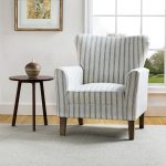 Gustaf Blue Stripe Coastal Farmhouse Wingback Accent Armchair 6 Gustaf Blue Stripe Coastal Farmhouse Wingback Accent Armchair