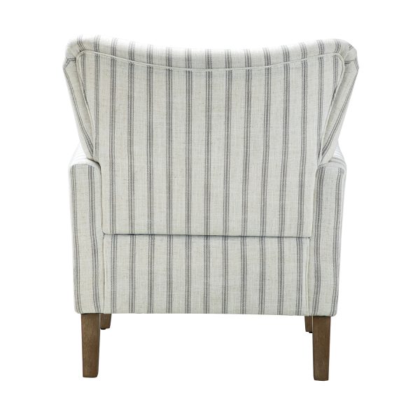 Gustaf Blue Stripe Coastal Farmhouse Wingback Accent Armchair 3