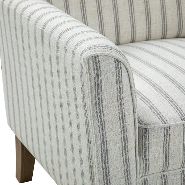 Gustaf Blue Stripe Coastal Farmhouse Wingback Accent Armchair 4