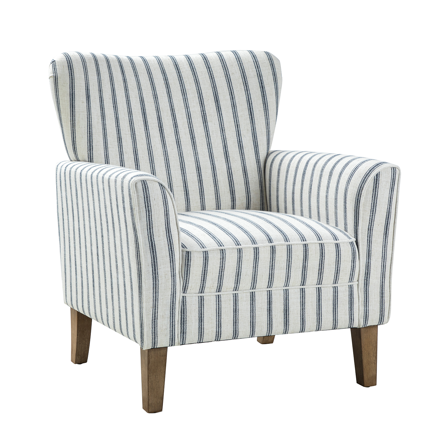 Gustaf Navy Stripe Coastal Farmhouse Wingback Accent Armchair 2 Gustaf Navy Stripe Coastal Farmhouse Wingback Accent Armchair - Image 2