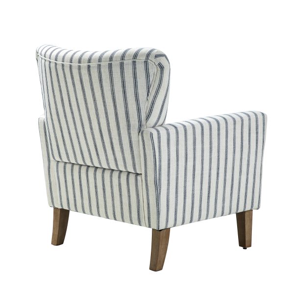 Gustaf Navy Stripe Coastal Farmhouse Wingback Accent Armchair 2