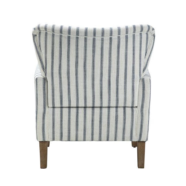 Gustaf Navy Stripe Coastal Farmhouse Wingback Accent Armchair 3