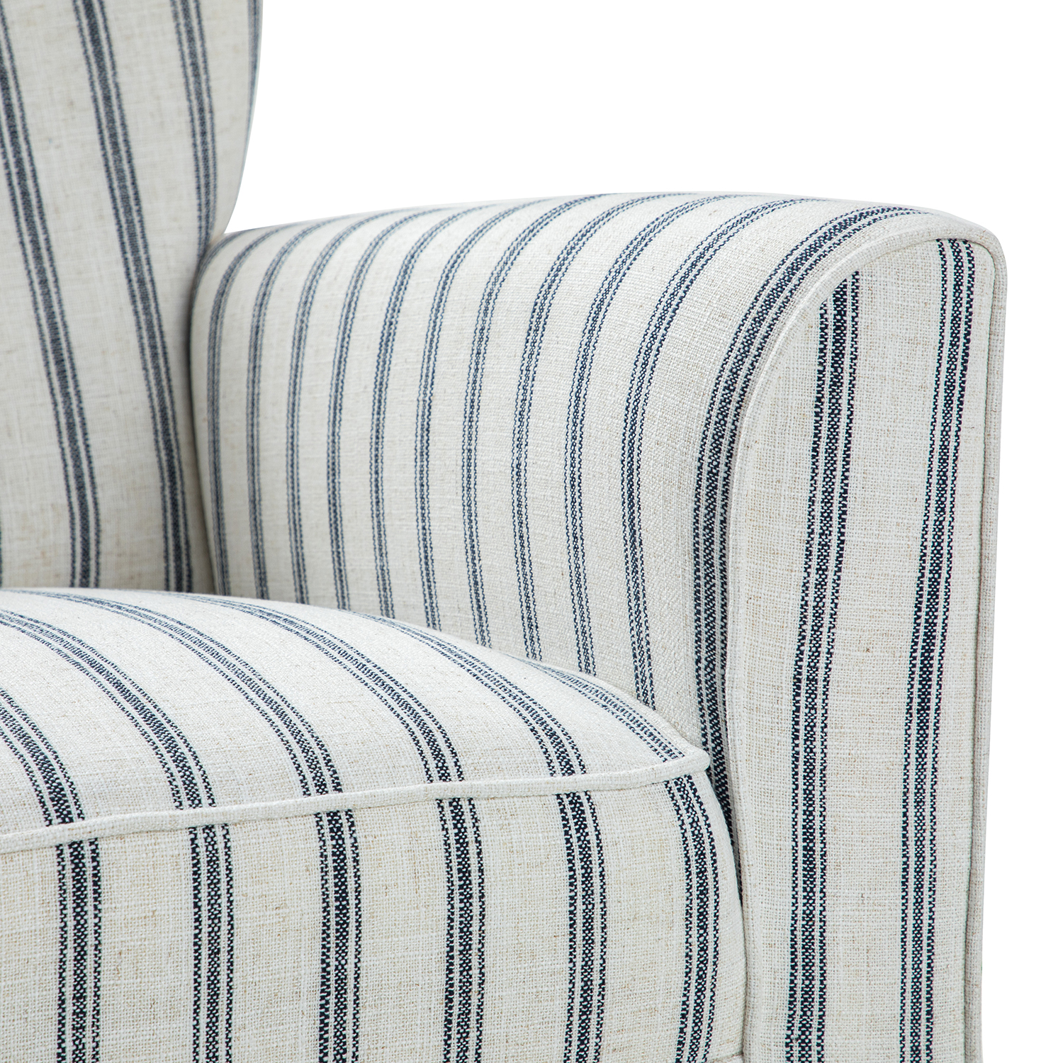 Gustaf Navy Stripe Coastal Farmhouse Wingback Accent Armchair 5 Gustaf Navy Stripe Coastal Farmhouse Wingback Accent Armchair - Image 5
