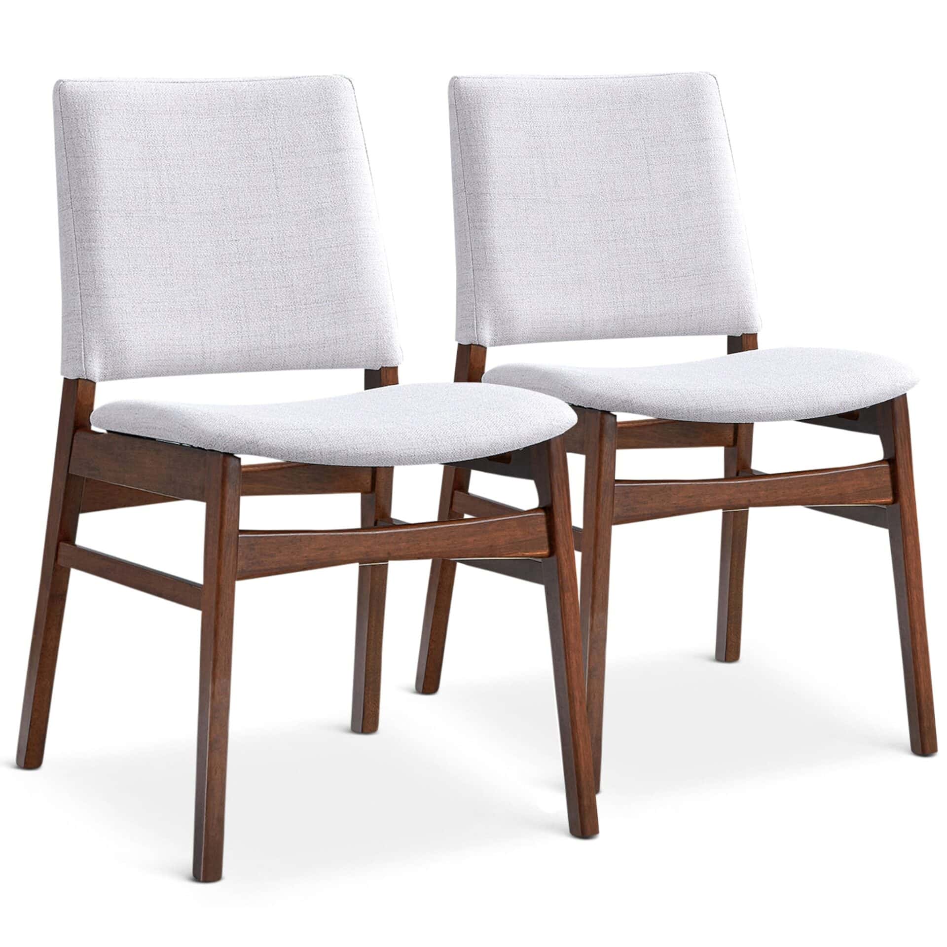 Grey Fabric Upholstered Dining Chairs Mid-Century Modern (Set of 2) 1 Grey Fabric Upholstered Dining Chairs Mid-Century Modern (Set of 2)