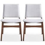 Grey Fabric Upholstered Dining Chairs Mid-Century Modern (Set of 2) 12 Grey Fabric Upholstered Dining Chairs Mid-Century Modern (Set of 2)