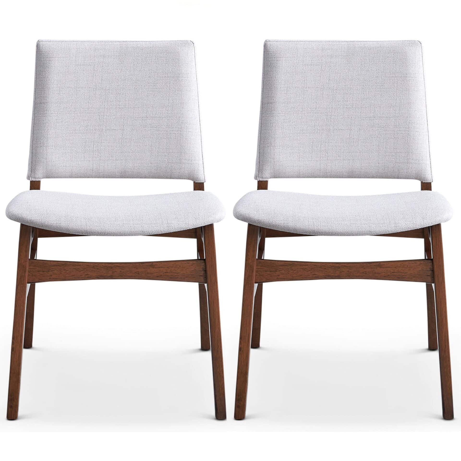 Grey Fabric Upholstered Dining Chairs Mid-Century Modern (Set of 2) 6 Grey Fabric Upholstered Dining Chairs Mid-Century Modern (Set of 2) - Image 6